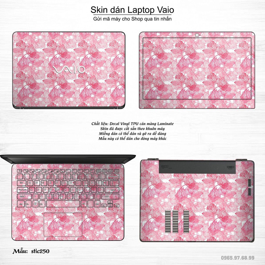 Skin dán Laptop Sony Vaio in hình hoa hồng stic250 (inbox mã máy cho Shop)