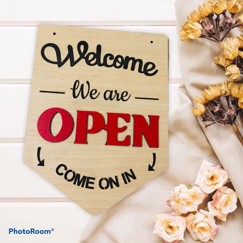 Bảng Gỗ - Mẫu Open - Close (Tiếng Anh)
