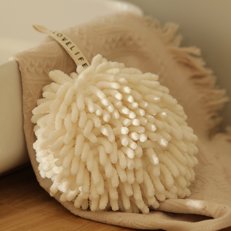Dreamerhouse Khăn Lau Tay Hình Tròn Bằng Sợi Microfiber Chenille Dễ Thương Có Móc Treo Cho Nhà Bếp Nhà Tắm