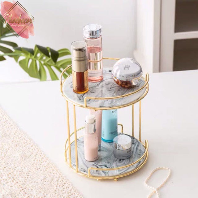 Giá đựng mỹ phẩm 2 tầng mặt đá phong cách Châu Âu - PB20 | BigBuy360 - bigbuy360.vn