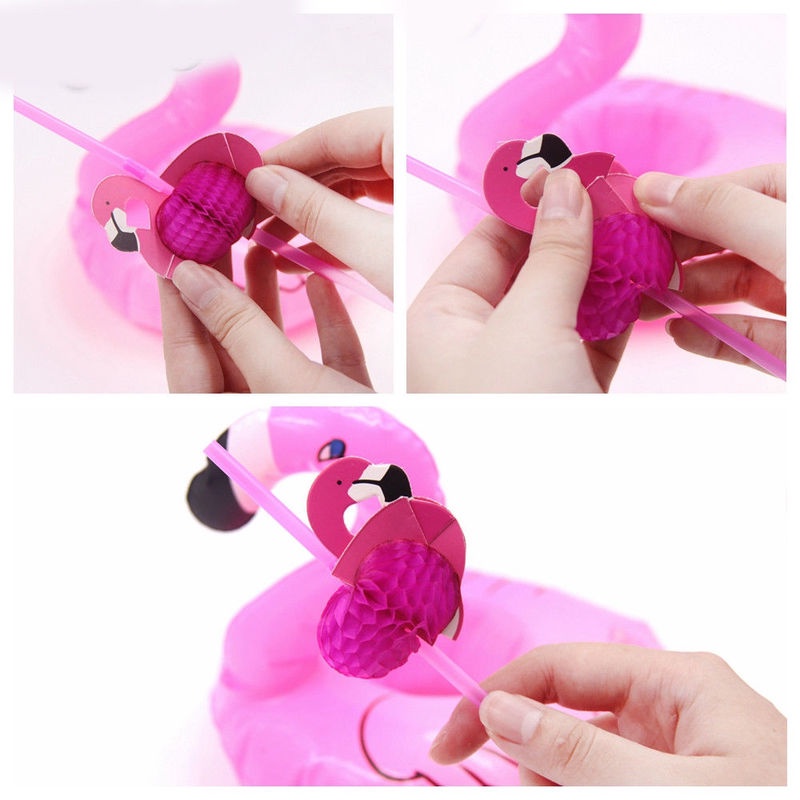 Bộ 10 Ống Hút Hình Chim Hồng Hạc/Quả Dứa/Quả Dứa Trang Trí Tiệc