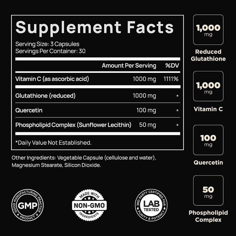 Viên Uống Trắng Da Tổ Hợp Glutathione 2000mg Vitamin C 1000mg Giảm Thâm Nám, Tăng Sinh Collagen, Thanh Lọc Gan EL