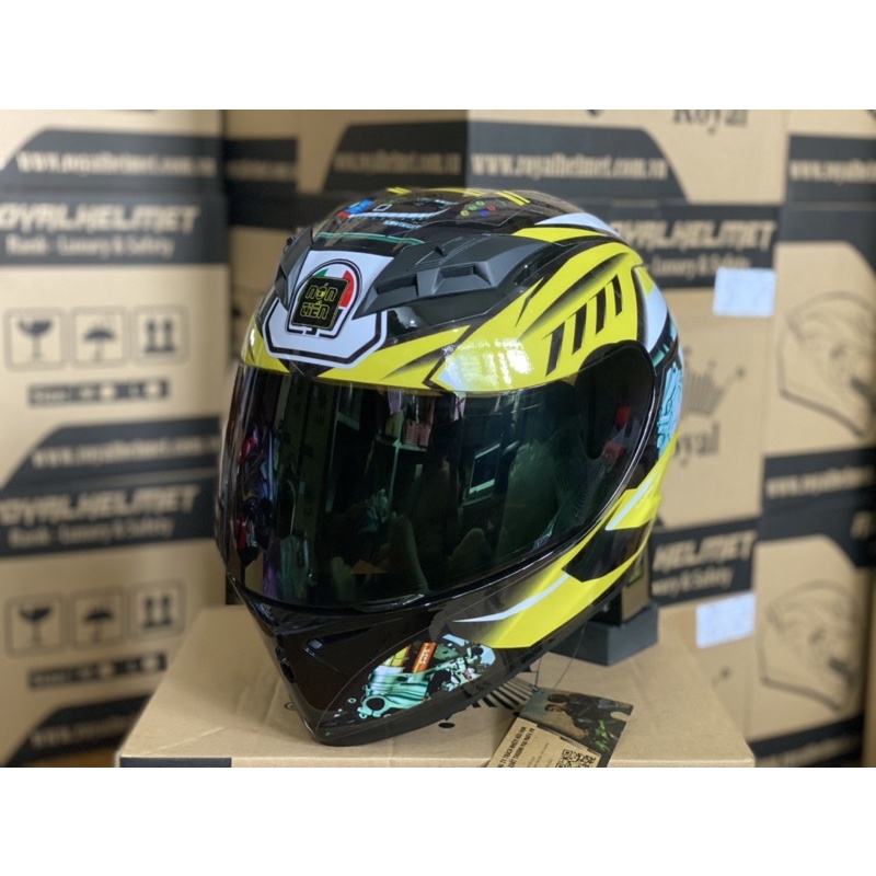 MŨ FULLFACE 2 KÍNH M266 ĐEN BÓNG LÊN TEM HÃNG XE VÀNG TƯƠI CỰC ĐẸP, Mua 1 Nón Tặng 1 Quà, BH 12 Tháng