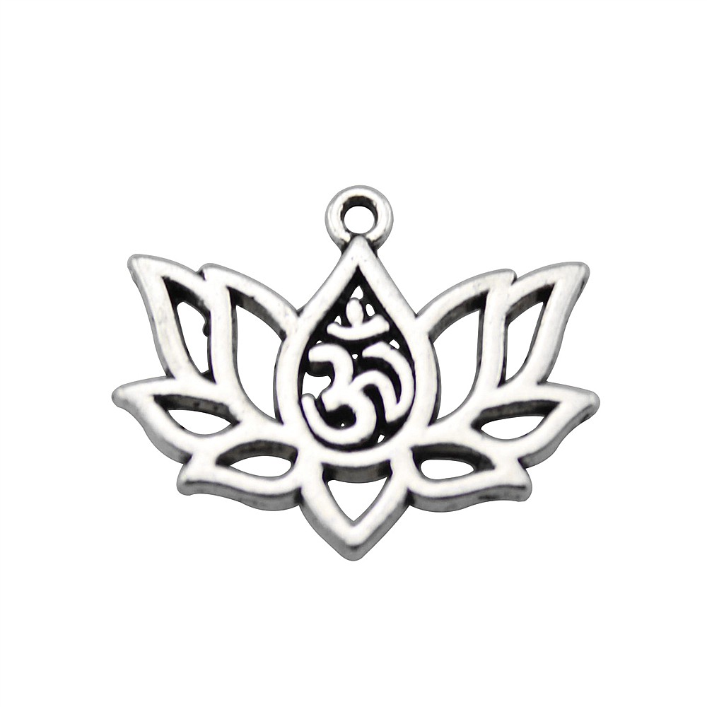 1 Mặt Dây Chuyền Hình Hoa Sen Yoga Om Làm Trang Sức