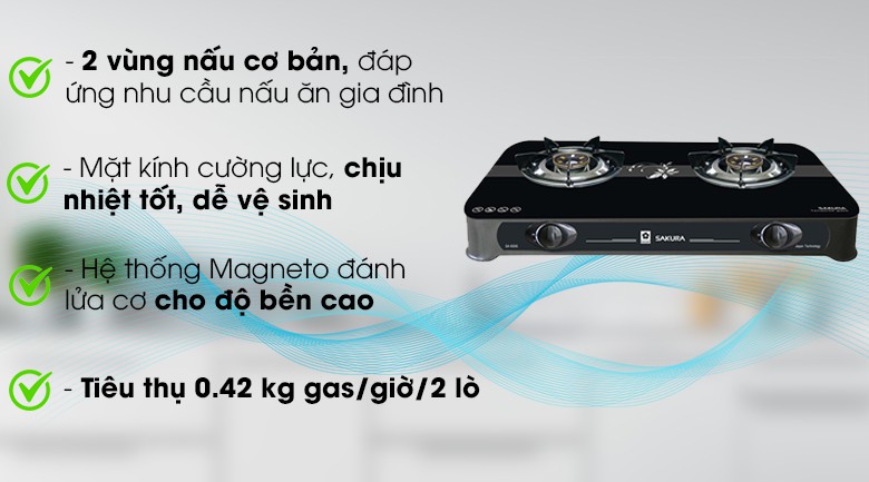 Bếp gas sakura 650G Hàng TRƯNG BÀY mới 99% Đánh lửa Magneto  cho tia lửa nhanh