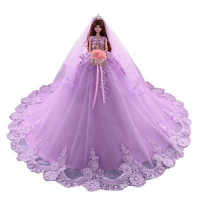 Tags: Dress-up búp bê Barbie cô dâu cô dâu trang trí màu tím quá khổ kéo đuôi công chúa cô gái trẻ em Quà sinh nhật