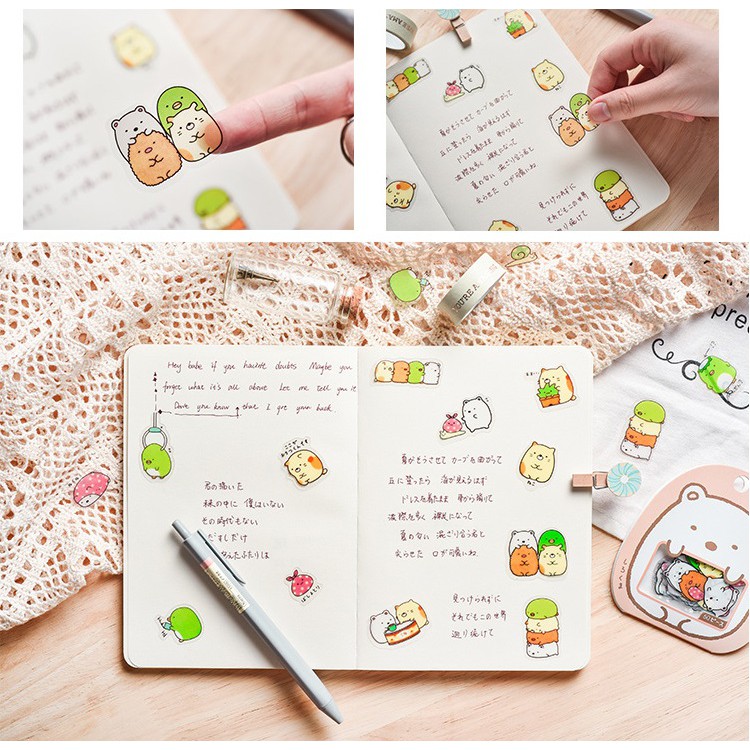 Gói 50 sticker động vật cute trang trí planner
