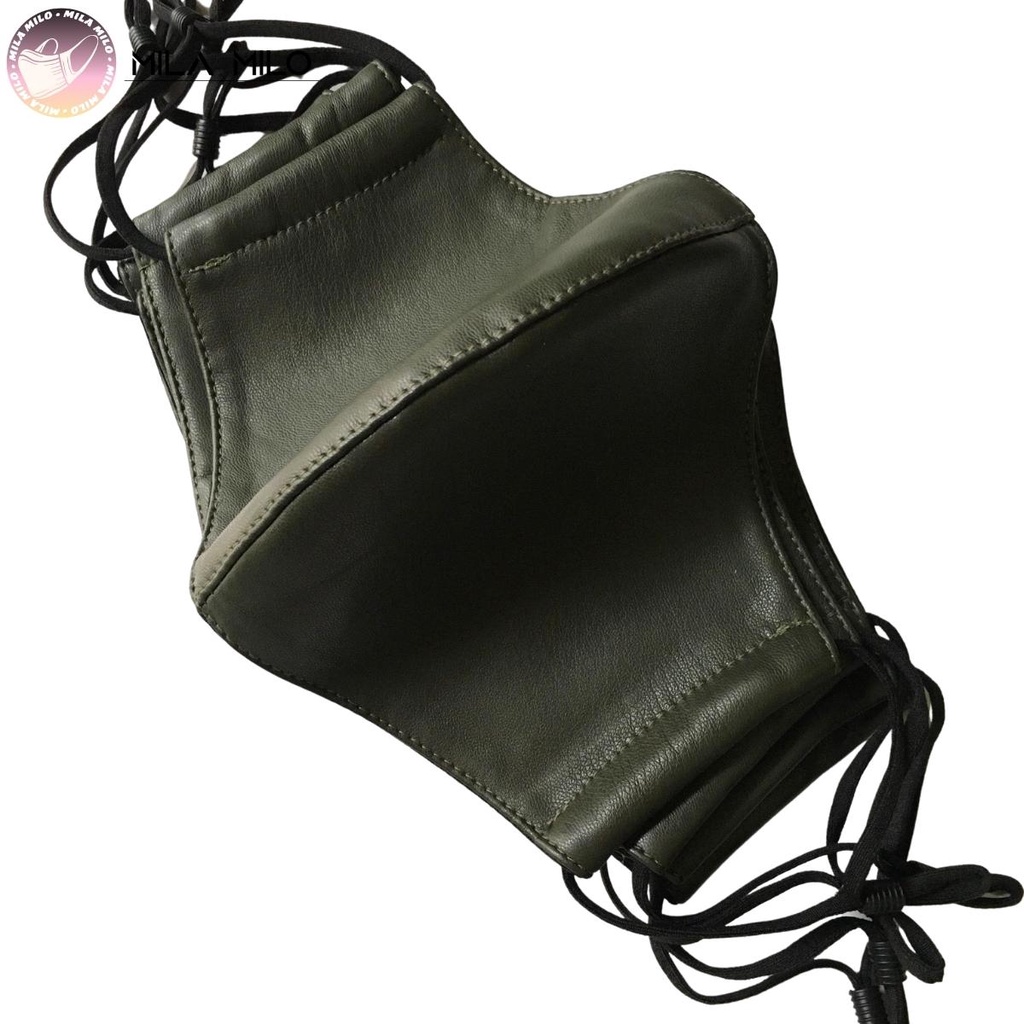 Khẩu trang da unisex 3 lớp có kháng khuẩn - Khẩu trang thời trang kèm dây rút cao cấp
