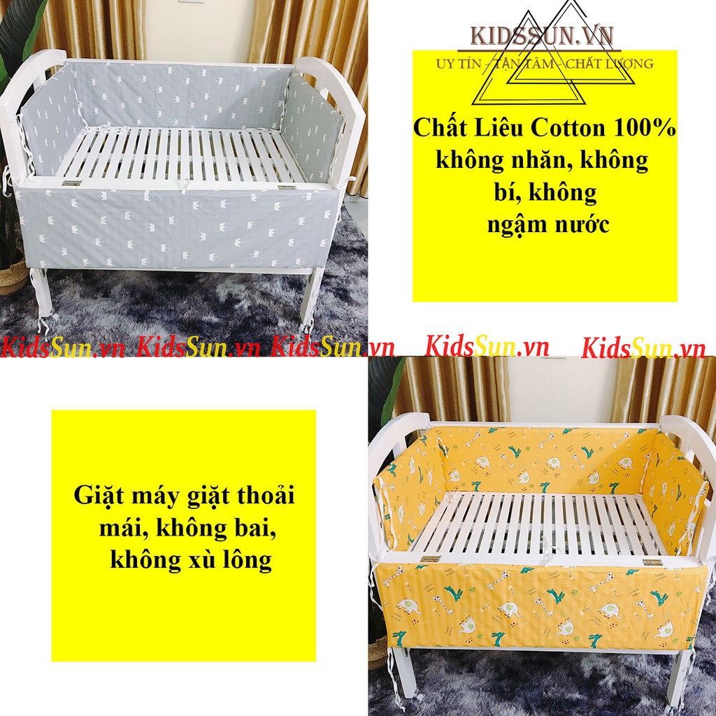 trẻ xe đẩy trẻ em Bộ 4 Tấm Quây Lót Đệm Trứng BabySunCho Giường Cũi Trẻ Em Chất Liệu Vải Cotton Nhiều Màu Sắc