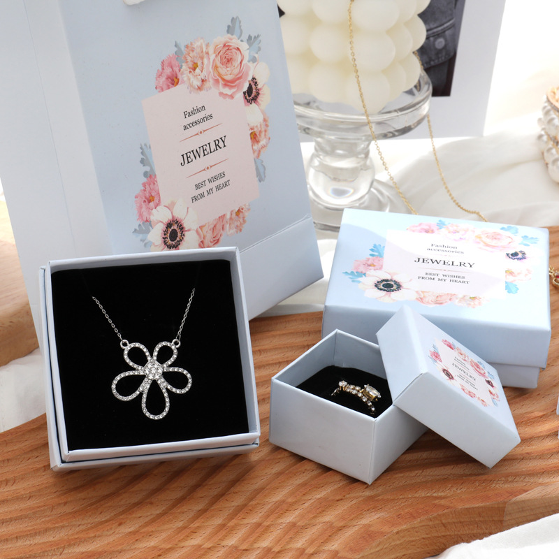 Gargen Flower Jewelry Box with Sponge High Quality Gift Bag Paper card Box Necklace Earring Storage