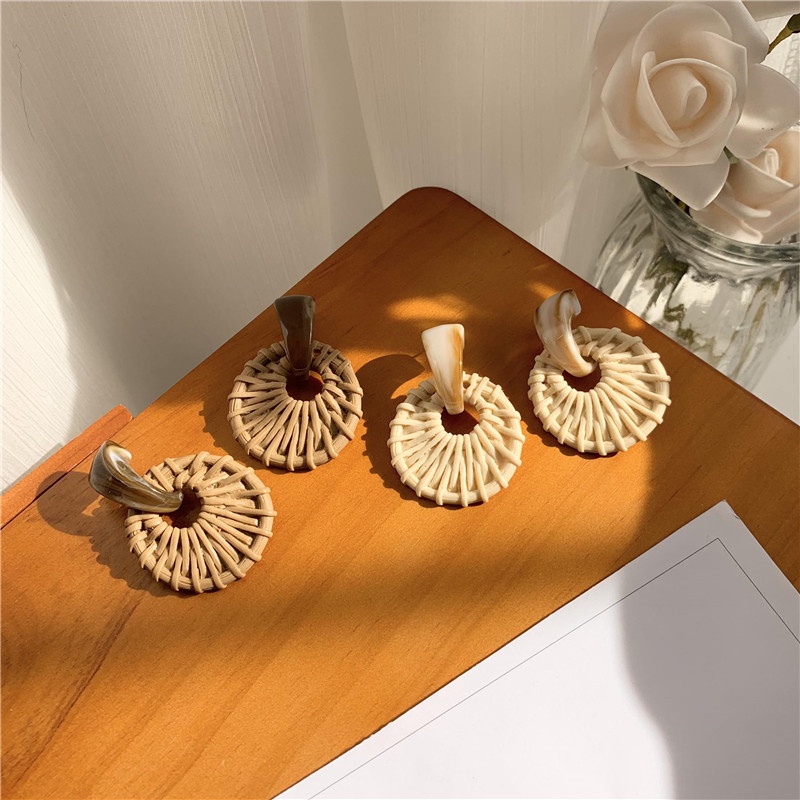 Khuyên tai cói đi biển Her Accessories chân xỏ bạc 925 an toàn H102