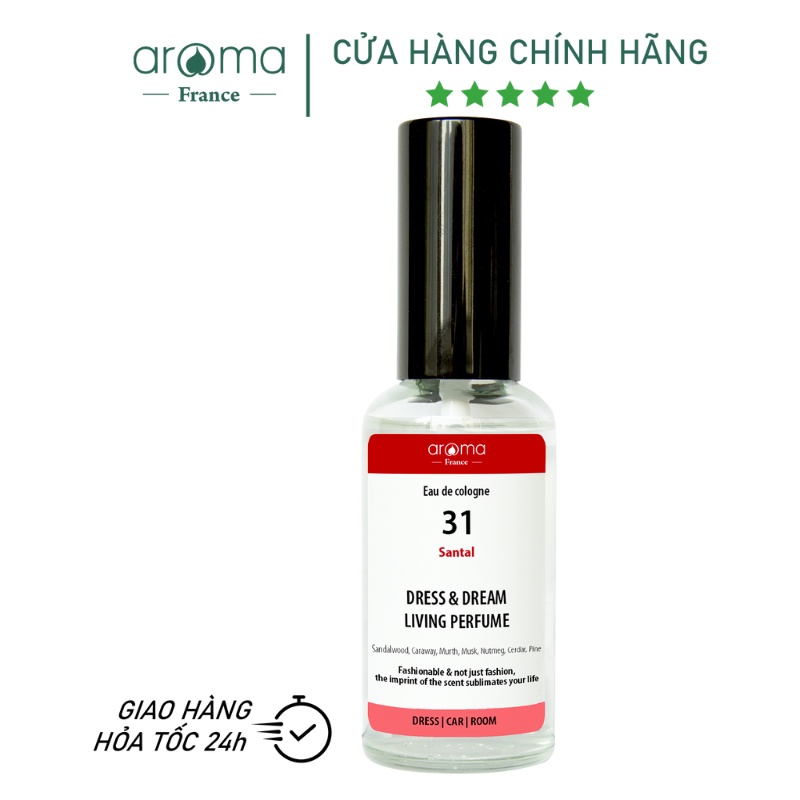 Xịt Thơm Áo Quần Aroma Gỗ Đàn Hương & Xạ Hương 30ml