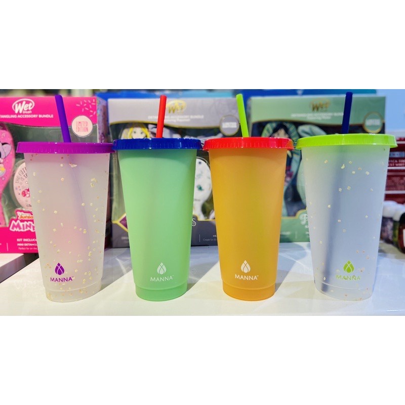Ly đổi màu Manna  710ml có nắp và ống hút - Mỹ (tách lẻ)