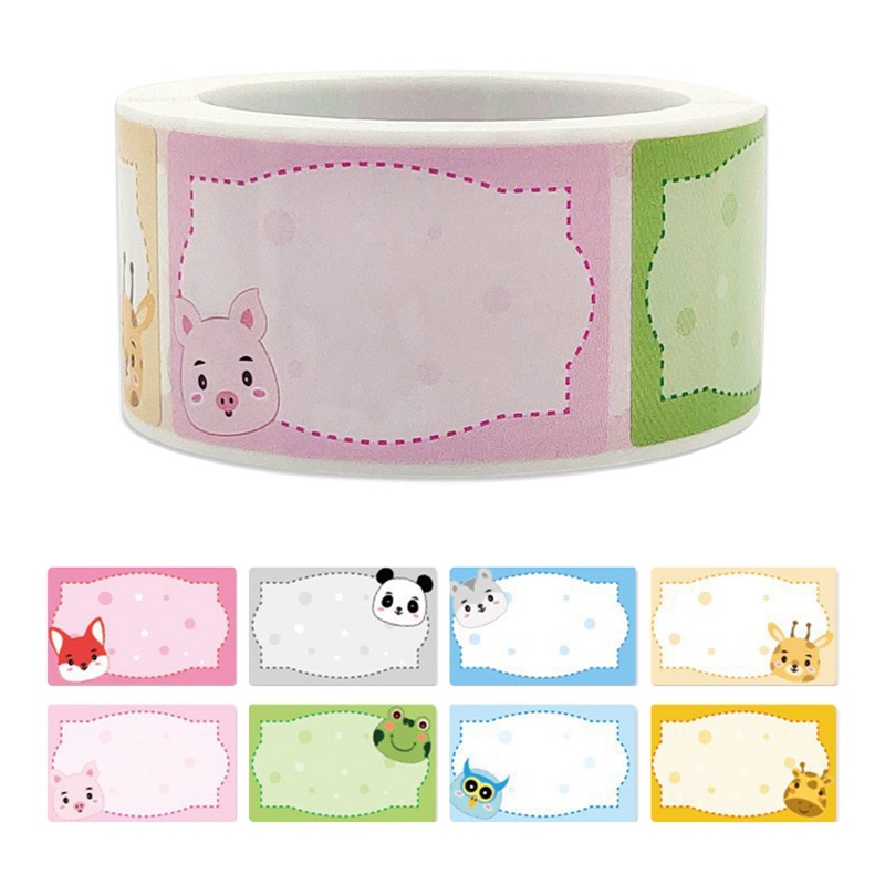 Cuộn 250 Miếng Dán Ghi Tên Tự Dính Họa Tiết Hoạt Hình Dễ Thương Cho Học Sinh Mẫu Giáo