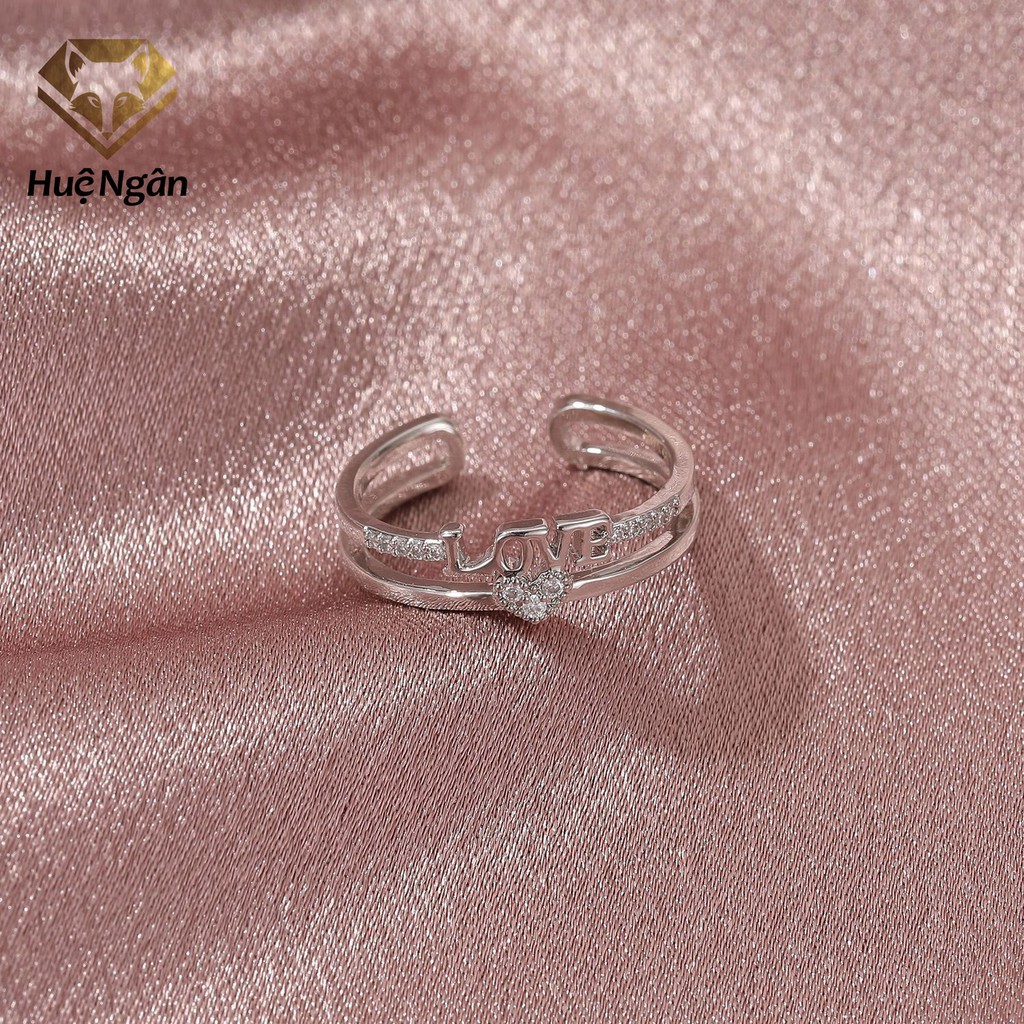 Nhẫn bạc 925 Huệ Ngân - Free size LOVE RR1368