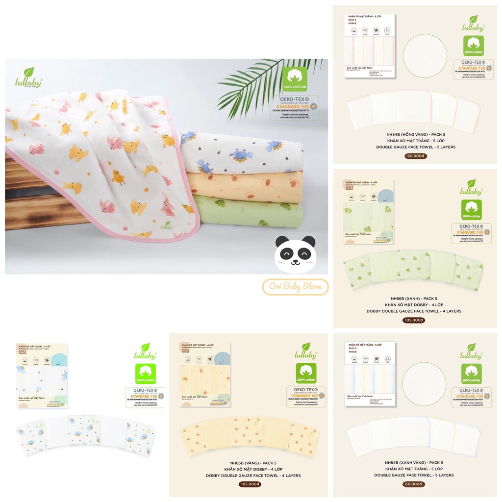 🍊Lullaby🍊 Set 5 khăn xô đa năng 4-5 lớp - Ori Baby Store