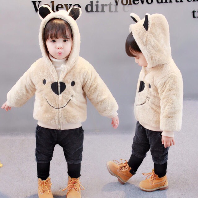 Áo khoác lông tai gấu