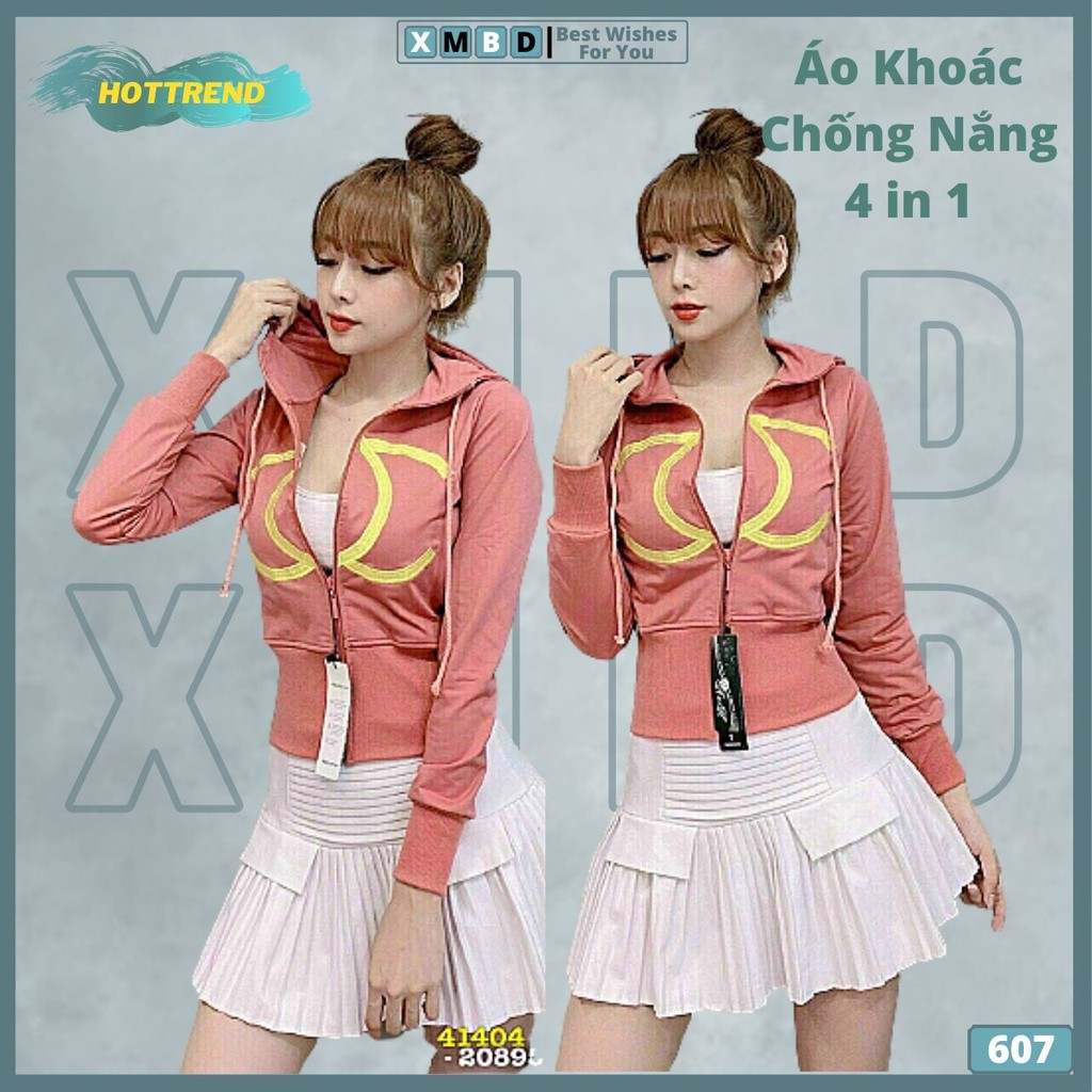 Áo Khoác Chống Nắng Nữ Thêu X 4 in 1 Hàng Xuất Dư Cao Cấp Áo Chống Nắng Nữ Đi Nắng Thun Da Cá Thêu CHANXEL - AK607