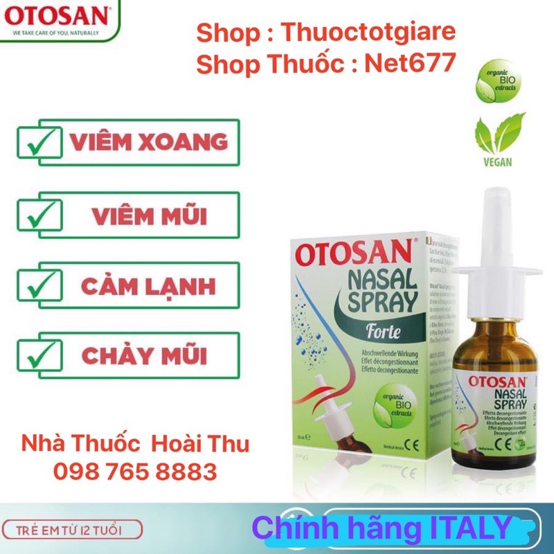 [ Kèm Quà Tặng ] OTOSAN Spray Forte - Xịt mũi, thông mũi tự nhiên ( Chính Hãng ITALY )