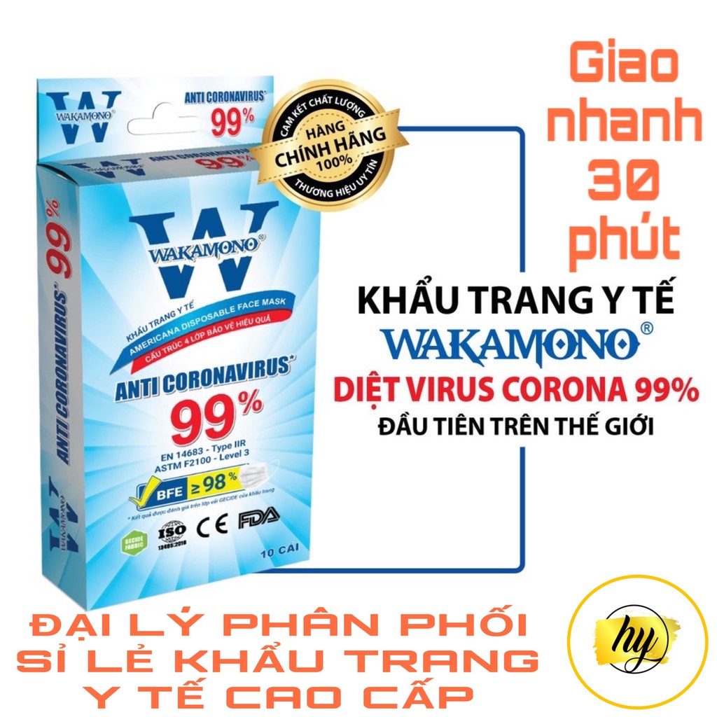 ( ẢNH SHOP CHỤP) KHẨU TRANG CHỐNG COVID, KHẨU TRANG CHỐNG DỊCH, KHẨU TRANG Y TẾ WAKAMONO - ( 4 Lớp, Hộp 10 cái )