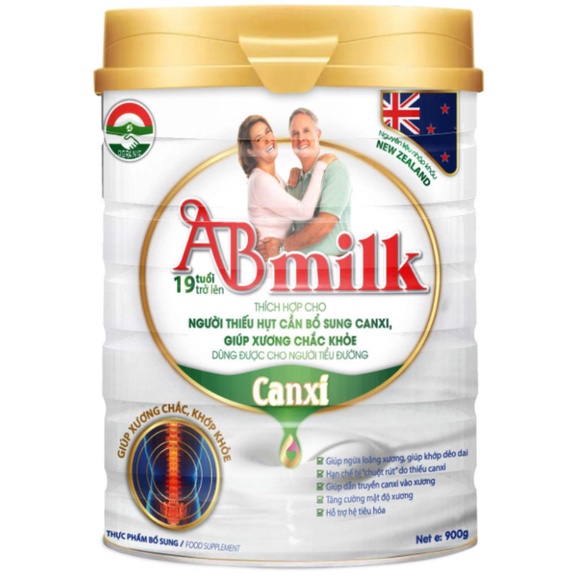 Sữa Bột ABMILK CANXI ĐK Giúp Phòng Ngừa Loãng Xương- Hộp 900g ( Từ 19 tuổi )