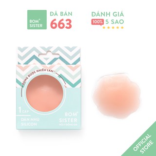 1 Cặp dán nhũ silicon hình hoa màu da BOM SISTER D014