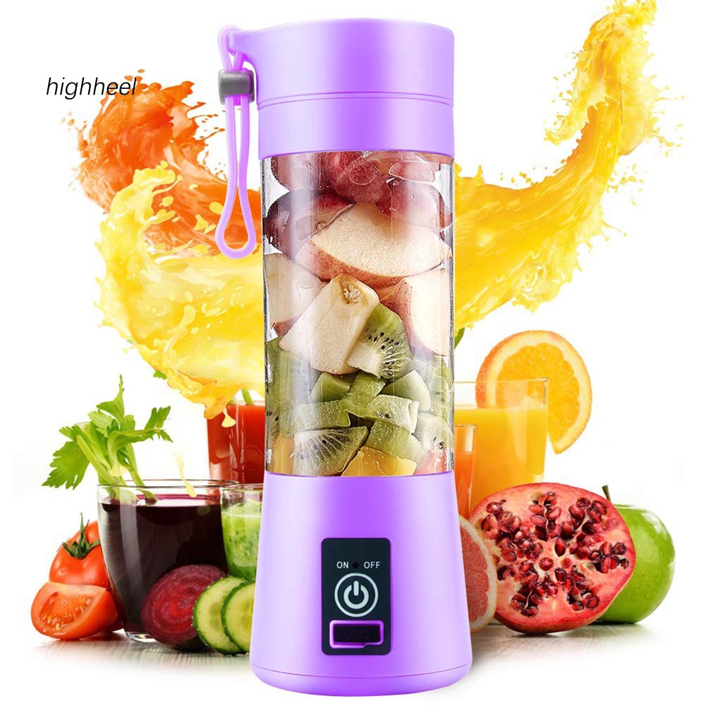 【HHEL】Portable Home USB Rechargeable 4-Blade Electric Fruit Extractor Juice Blender