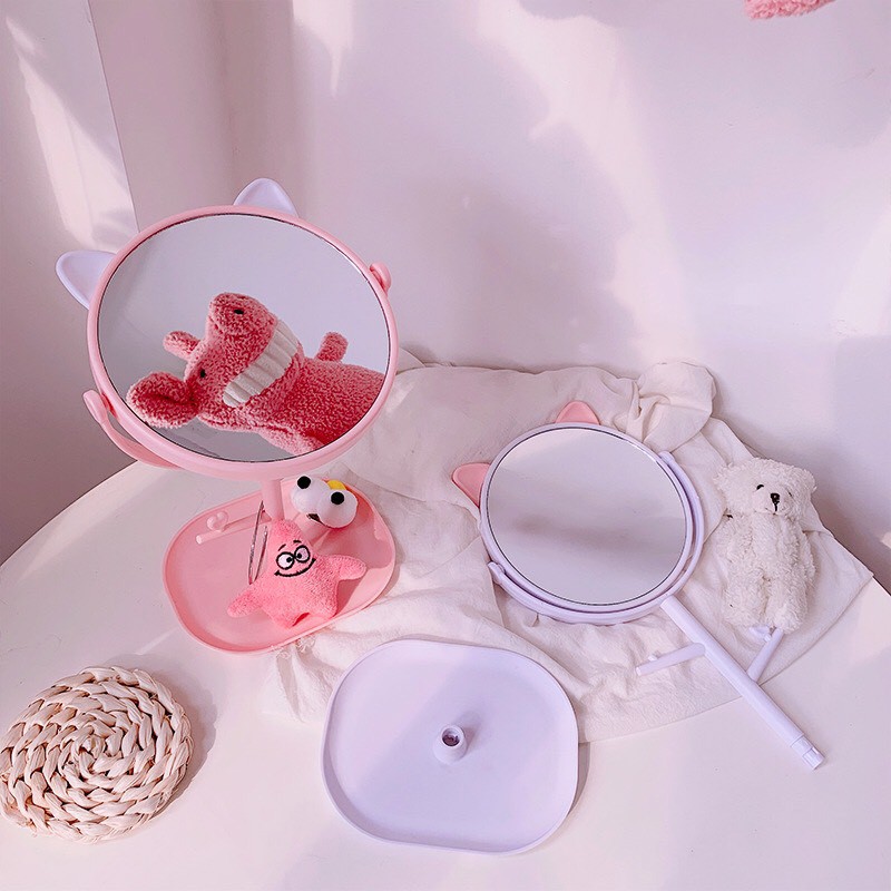 Gương để bàn trang điểm hình tai mèo Mua Tất (muatatshop)
