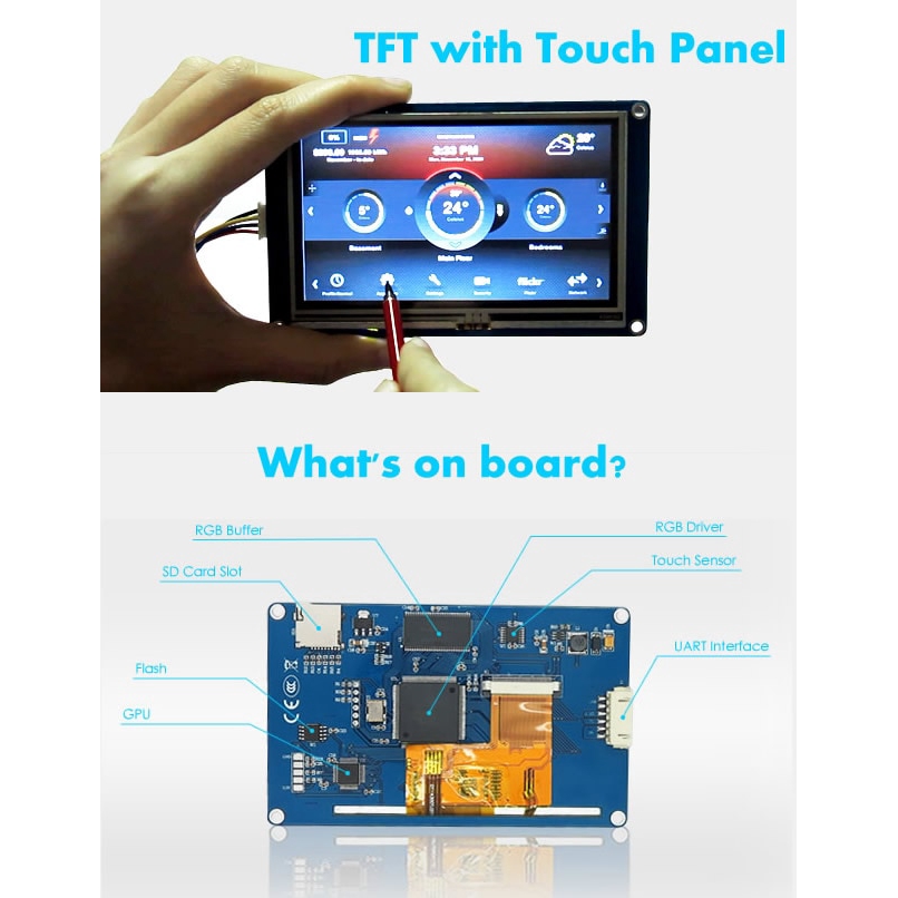 Nextion 4.3 HMI Intelligent Smart USART UART Serial Touch TFT LCD Panel Display Module For Raspberry Pi 2 A + B + ARD Kits