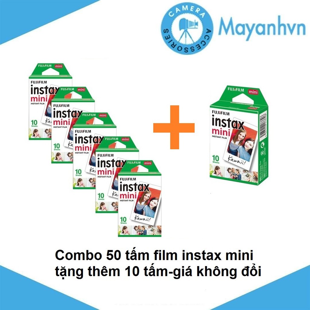 Combo 50 tấm film instax mini + tặng thêm 10 tấm