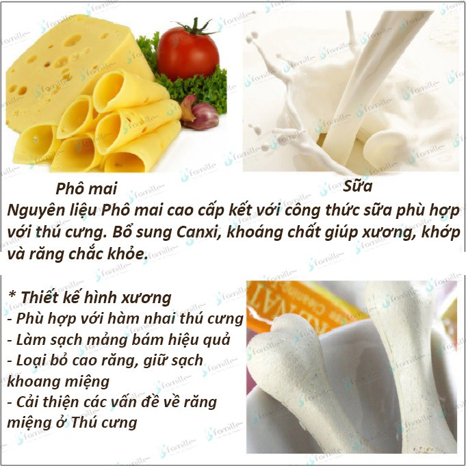 [BEST SELLER]Xương Gặm Phô Mai Cho Chó, Sạch Răng, Thơm Miệng, Chắc Răng, Bánh Thưởng Cho Thú Cưng JFamille. JF73