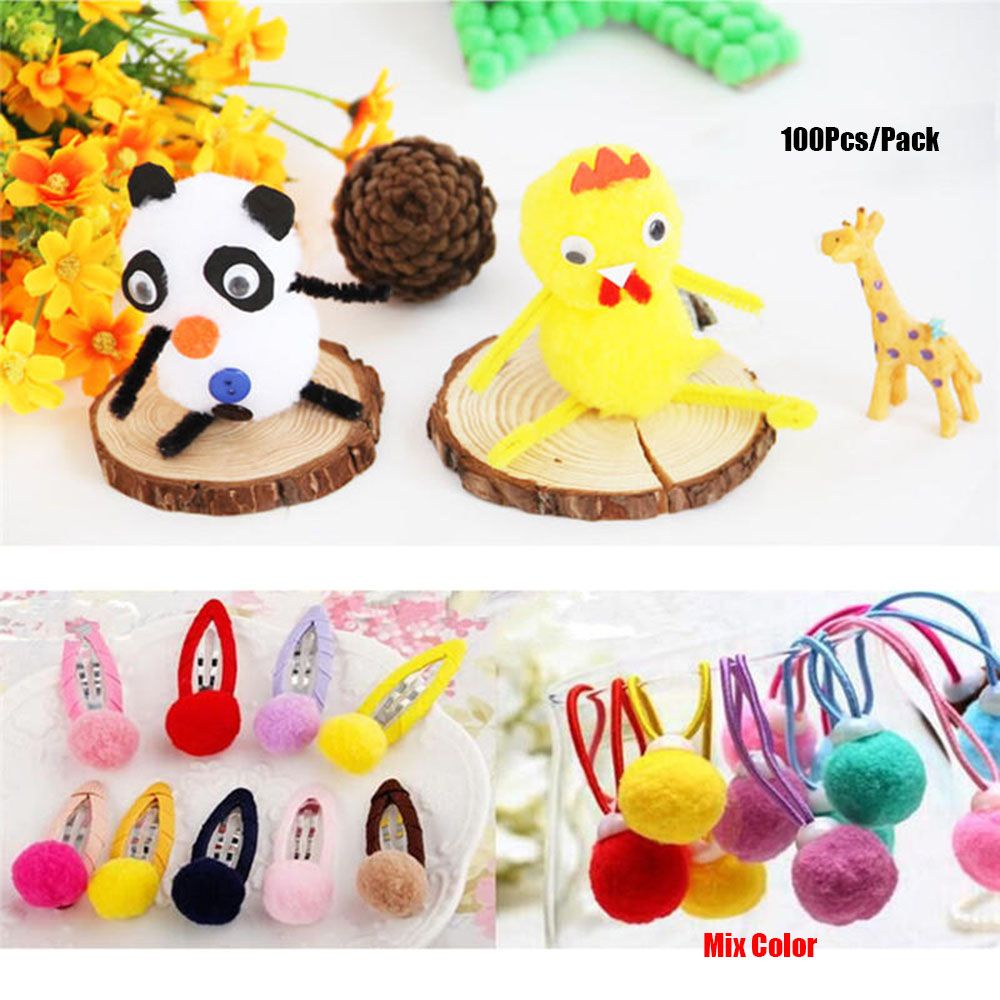 Set 100 quả banh xù nhiều màu sắc kích thước 10/ 15/ 20/ 25/ 30/ 40mm dùng trang trí Giáng Sinh đa năng