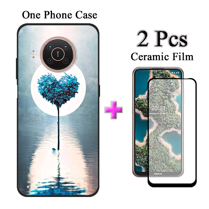 Ốp Điện Thoại TPU Silicone + Kính Cường Lực Cong 2 Trong 1 Cho Nokia X20 Nokia X10