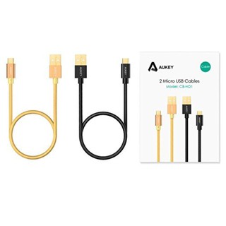 [Freeship toàn quốc từ 50k] Bộ 2 Cáp Sạc Aukey Nylon Micro USB 1m - CB-HD1
