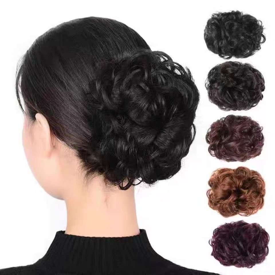 Tóc giả búi kẹp ngoặm xoăn Koty Beauty búi rối trung niên cao cấp dễ sử dụng TG305