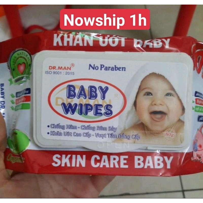 10 gói khăn ướt baby wipes cao cấp cho bé.