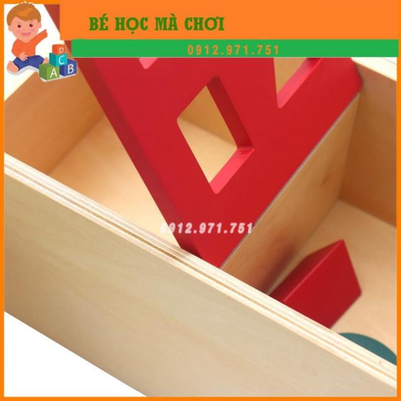 Hộp thả 4 hình khối cơ bản mầu đỏ - Giáo cụ Montessori