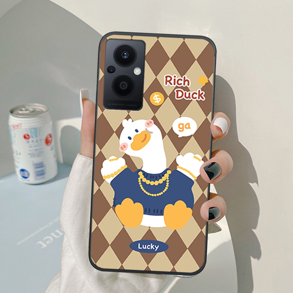 Ốp lưng Oppo Reno 7 5G/ Reno 7Z 5G chú vịt đáng yêu, lucky duck, ốp cặp đôi dễ thương