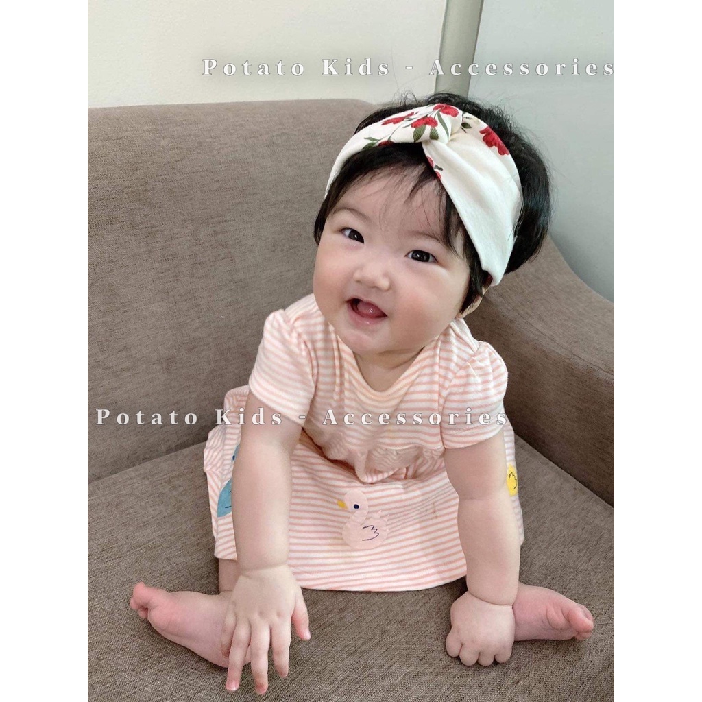 Turban Đan, Tuban Alibaba, Băng Đô Đan Chéo Potato Kids Chất Liệu Cotton Nhiều Màu Sắc Xinh Xắn Cho Bé Trai Và Bé Gái