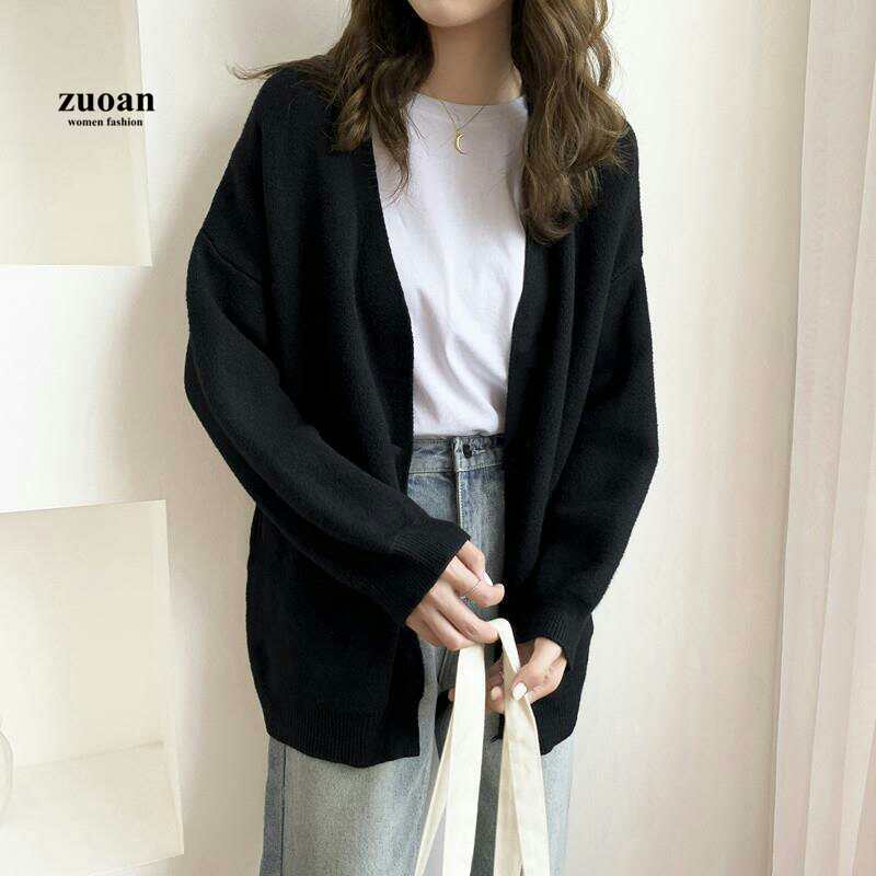SUXI Áo khoác cardigan dệt kim dáng rộng đơn giản thời trang Hàn Quốc cho nữ