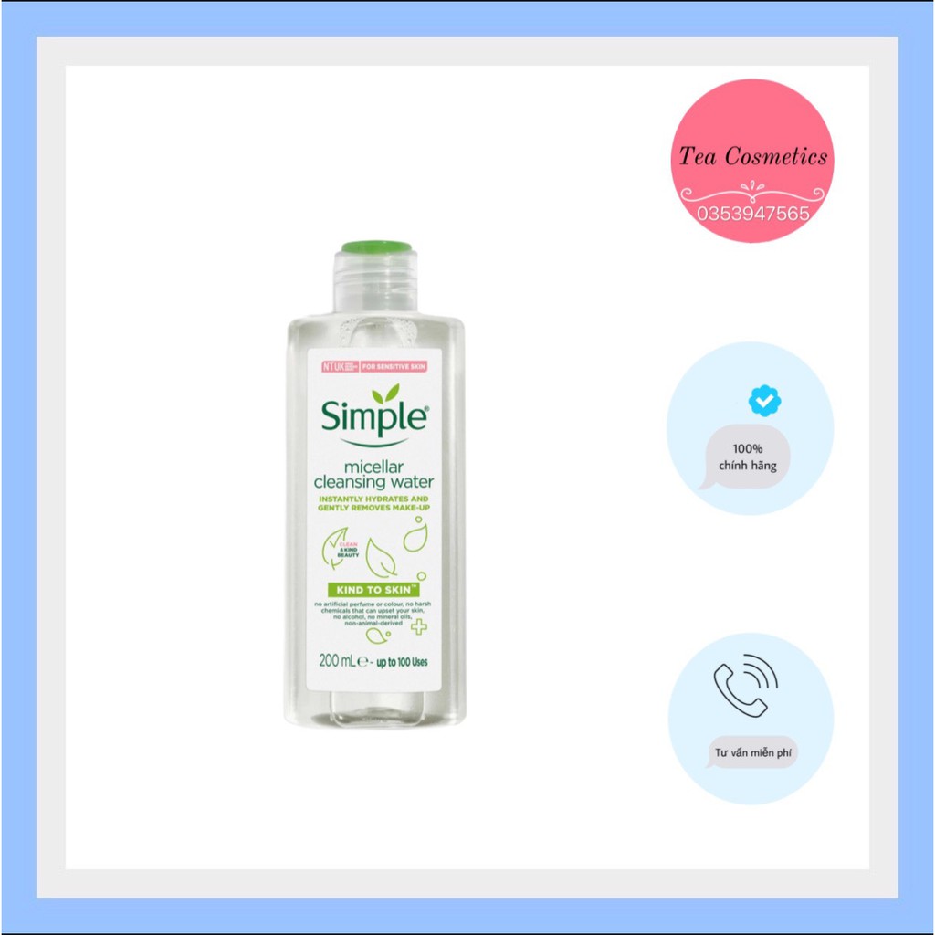 Nước Tẩy Trang Micellar Simple 200ml