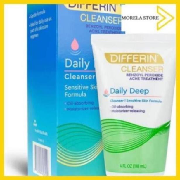 (NHẬP KHẨU CANADA) Sữa rửa mặt giảm mụn dành cho da nhạy cảm Differin Daily Deep Cleanser Benzoyl Peroxide  5%  118mL