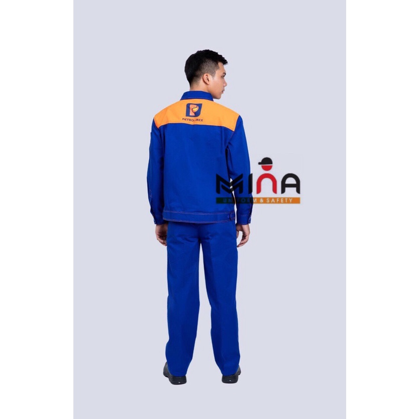Quần Áo Bảo Hộ Lao Động - Bộ Xăng Dầu  - Xanh Phối Cam - Vải kaki
