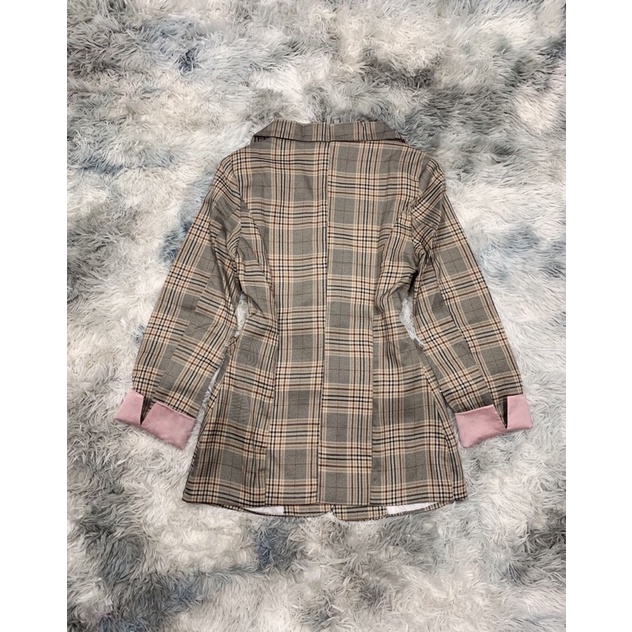 Áo blazer kẻ caro 2 lớp dày dặn dài tay phong cách Hàn Quốc (ảnh trải sàn shop chụp) | BigBuy360 - bigbuy360.vn