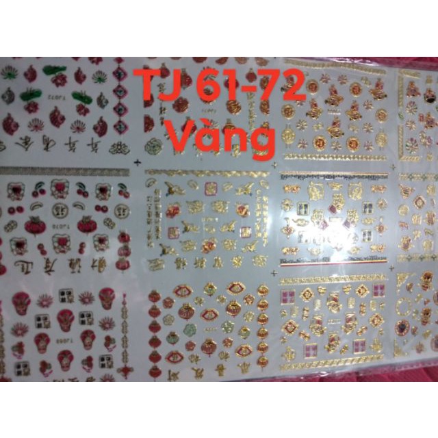 Hình dán sticker 3d noel thần tài, tết 2019 trang trí móng nail bảng to nhiều mẫu hoa hình đẹp xinh.