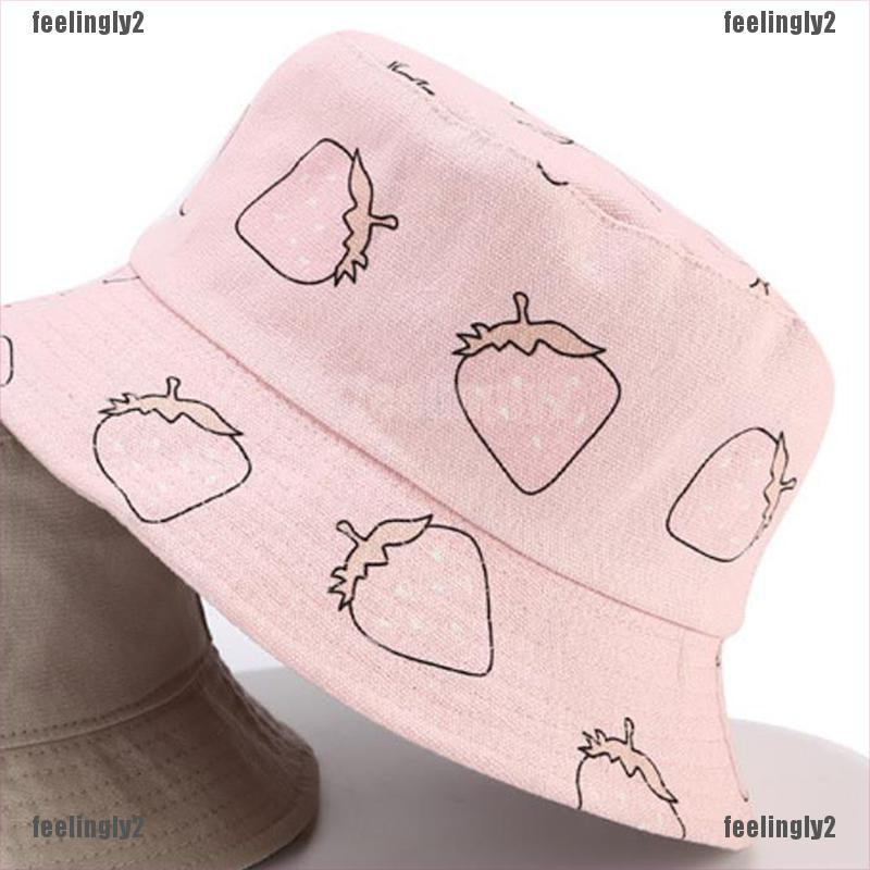 Sale 70% Mũ tai bèo in họa tiết dâu tây dễ thương cho nữ, Pink Giá gốc 107,000 đ - 3F130