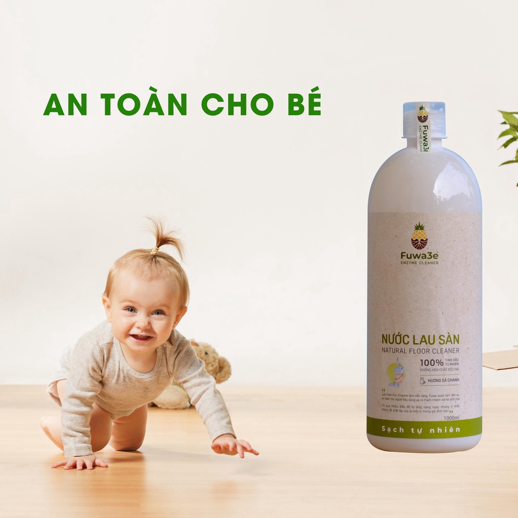 Nước lau nhà sả chanh Fuwa3e hữu cơ lau sàn đuổi muỗi kiến đậm đặc 1L ,G-House shop