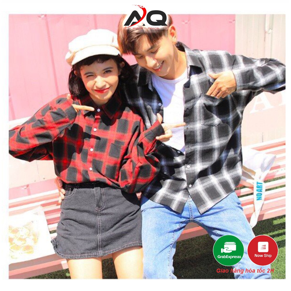 Áo Sơ Mi Caro Flannel 💖Nam Nữ Đẹp Chất 🌟FREESHIP+QUÀ TẶNG🌟FLANNEL CARO In WHITE - QSTORE