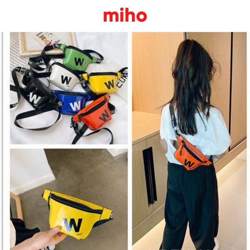 Túi đeo bụng đeo trước ngực bao tử bé trai bé gái MIHOBABY túi đeo chéo thời trang chữ W cho bé đáng yêu cá tính