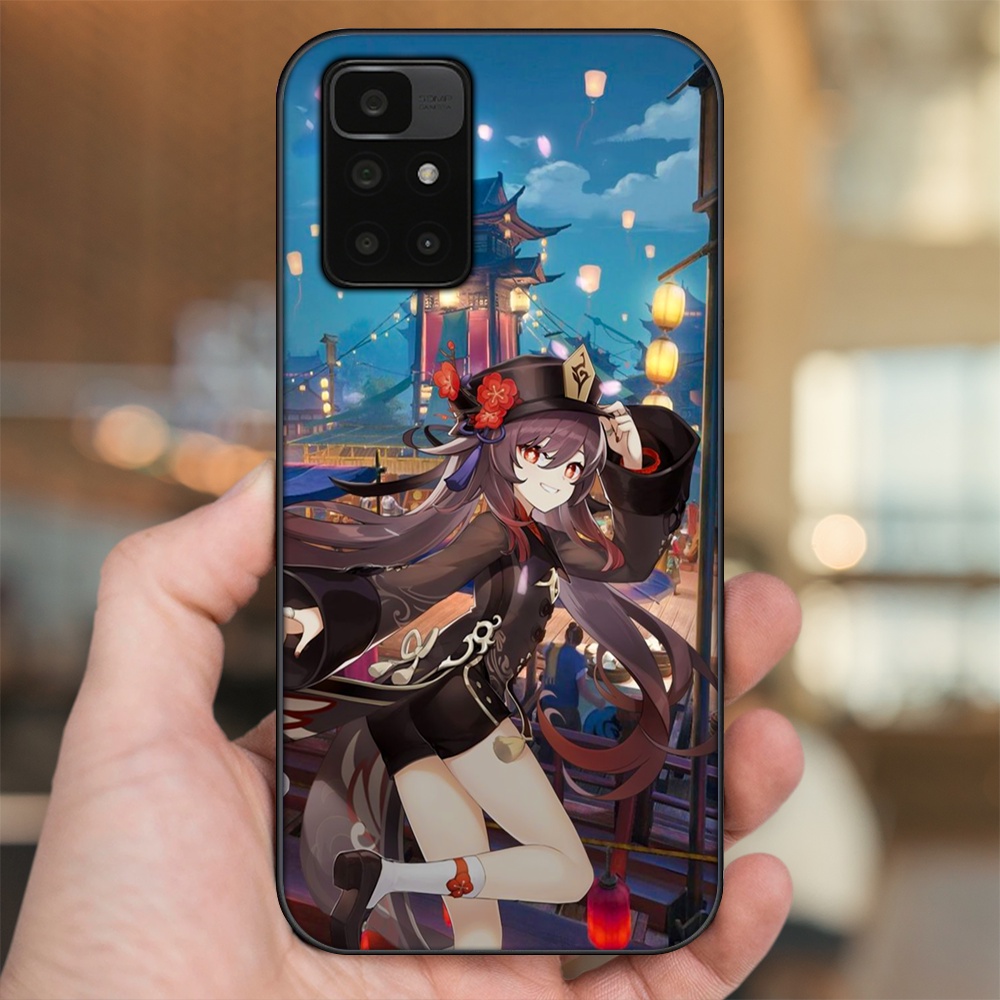 Ốp lưng Xiaomi Redmi 10 viền đen in hình Hutao Genshin Impact